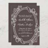 Elegant Vintage Brown Wedding 招待状 (正面/裏面)