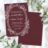 Elegant Vintage Burgundy Wedding 招待状