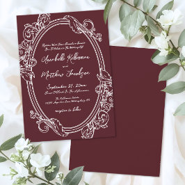 Elegant Vintage Burgundy Wedding 招待状