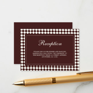 Elegant Vintage Burgundy Wedding Reception エンクロージャーカード