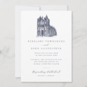 Elegant Vintage Cathedral Illustration Wedding 招待状 (正面)