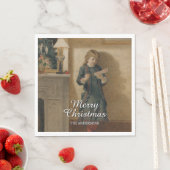 Elegant Vintage Child with Holiday Greeting スタンダードランチョンナプキン (インサイチュ)