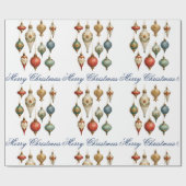 Elegant Vintage Christmas Ornaments Script  ラッピングペーパー (フラット)