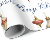 Elegant Vintage Christmas Ornaments Script  ラッピングペーパー (ロールコーナー)