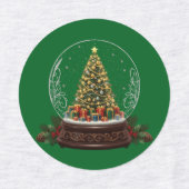 Elegant Vintage Christmas Tree Snow Globe ラベル (デザイン1)