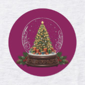 Elegant Vintage Christmas Tree Snow Globe ラベル (デザイン2)