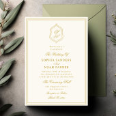 Elegant vintage classic gold monogram wedding 招待状