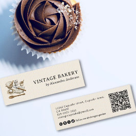 Elegant Vintage Cooking Utensils Striped スキニー名刺