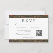 Elegant Vintage Cottage Botanical Fall Wedding QR 出欠カード (正面)