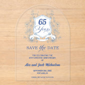 Elegant Vintage Crest 65th Wedding Anniversary アクリル招待状 (正面)