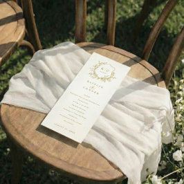 Elegant Vintage Crest Gold Classic Wedding プログラム