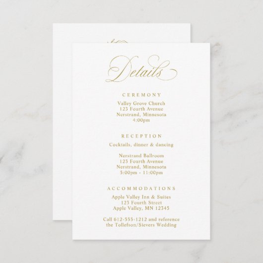 Elegant Vintage Crest Wedding Logo Details エンクロージャーカード (正面/裏面)