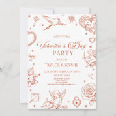 Elegant Vintage Cupid Valentine's Day Party 招待状 (正面)