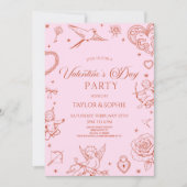 Elegant Vintage Cupid Valentine's Day Party 招待状 (正面)