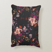 Elegant Vintage Dark Moody Burgundy Floral  アクセントクッション (裏面(縦))