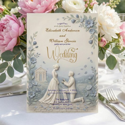 Elegant Vintage Effect Wedding 招待状