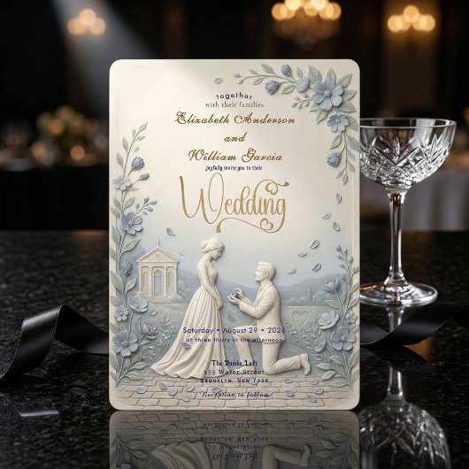 Elegant Vintage Effect Wedding 招待状