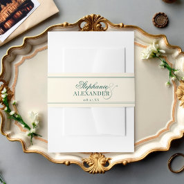 Elegant Vintage Emerald & Ivory Old Money Wedding 招待状ベリーバンド