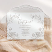 Elegant Vintage Engagement Party Photo Invitation 招待状