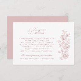 Elegant Vintage Floral Blush Pink Wedding Details 招待状