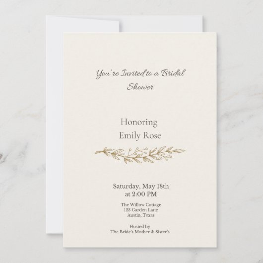 Elegant Vintage Floral Bridal Shower Invitation 招待状 (正面)