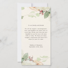 Elegant Vintage Floral Eucalyptus Roses Wedding サンキューカード