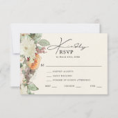 Elegant Vintage Floral Eucalyptus Roses Wedding 出欠カード (正面)
