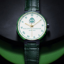 Elegant Vintage Floral Initials Wristwatch for Cou 腕時計