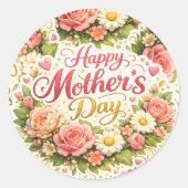 Elegant vintage floral Mother's Day envelope ラウンドシール (正面)