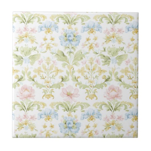 Elegant Vintage Floral Pastel Design タイル (正面)