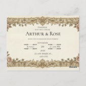 Elegant Vintage Floral Wedding Invitation Postcard ポストカード (裏面)