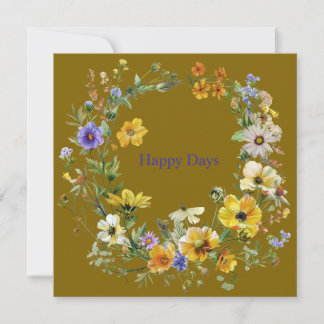 Elegant Vintage Floral Wreath Note Cards Pack ノートカード
