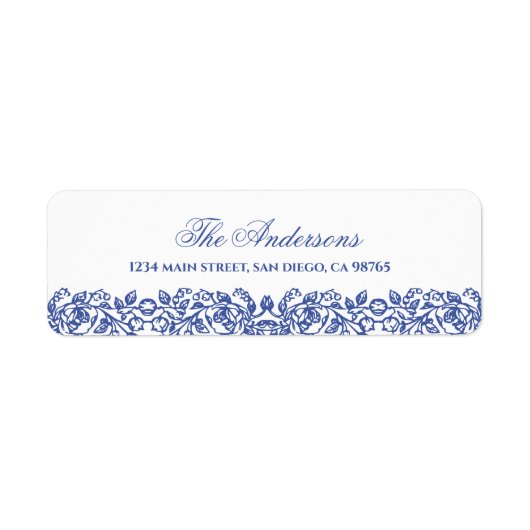 Elegant Vintage French blue Floral  ラベル (正面)