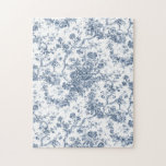 Elegant Vintage French Engraved Floral Toile-Blue ジグソーパズル<br><div class="desc">Elegant and ornate vintage blue and white toile de jouy pattern featuring exotic flowers,  vines and foliage intertwined with garlands and baskets of roses. This pattern was adapted from an historic French textile fragment ca 1910 in the Smithsonian collection. Pattern is high res but cannot be tiled.</div>