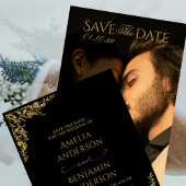 Elegant Vintage French  Gold Floral Wedding  招待状