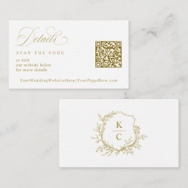 Elegant Vintage Gold Crest QR Code Wedding Logo エンクロージャーカード