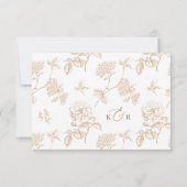 Elegant Vintage Gold Floral Wedding RSVP Card (裏面)