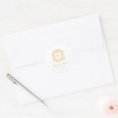 Elegant Vintage Gold Monogram Crest Wedding  ラウンドシール (封筒)