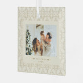 Elegant Vintage Gold Photo Keepsake Christmas ガラスオーナメント (正面左)