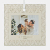 Elegant Vintage Gold Photo Keepsake Christmas ガラスオーナメント (正面)