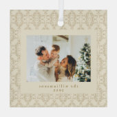 Elegant Vintage Gold Photo Keepsake Christmas ガラスオーナメント (裏面)