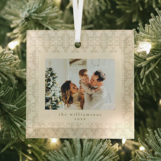 Elegant Vintage Gold Photo Keepsake Christmas ガラスオーナメント (インサイチュ)