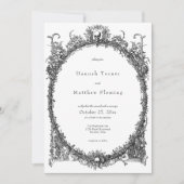 Elegant Vintage Gothic Black Toile Wedding 招待状 (正面)