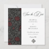 Elegant Vintage Gothic Moody Botanical Wedding セーブザデート (正面)