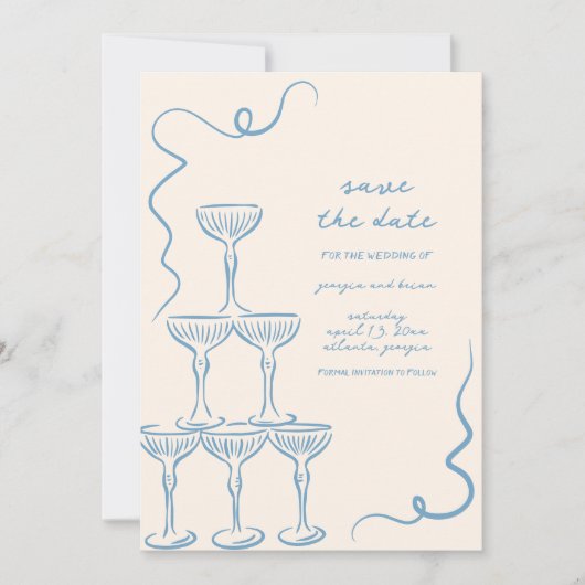 Elegant Vintage Hand Drawn Save The Date  招待状 (正面)