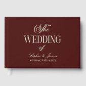 Elegant Vintage Ivory Dark Burgundy Wedding ゲストブック (正面)
