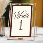 Elegant Vintage Ivory Dark Burgundy Wedding テーブルナンバー<br><div class="desc">This is an Elegant Vintage Ivory Dark Burgundy Wedding Table Number!</div>