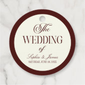 Elegant Vintage Ivory Dark Burgundy Wedding フェイバータグ (裏面)