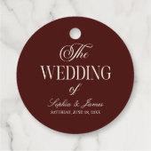 Elegant Vintage Ivory Dark Burgundy Wedding フェイバータグ (裏面)