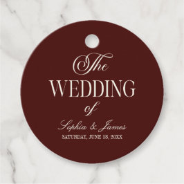 Elegant Vintage Ivory Dark Burgundy Wedding フェイバータグ